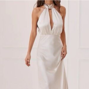 Something Navy Ivory Halter Maxi Dress